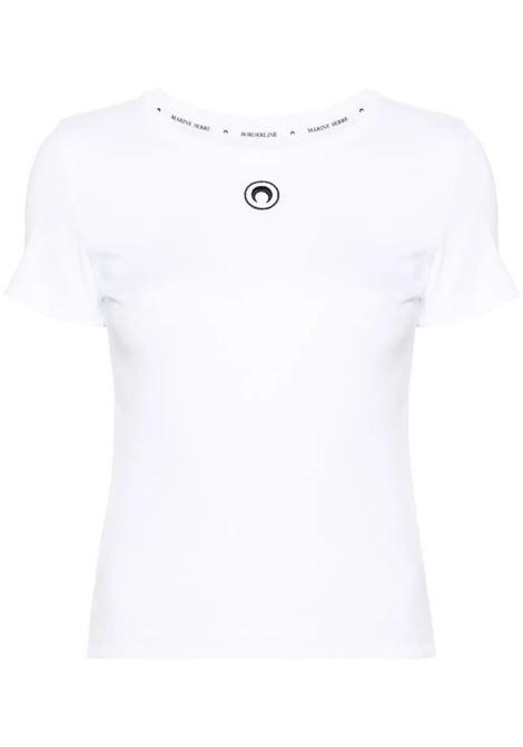 t-shirt moon logo jersey baby fit donna bianca MARINE SERRE | WTT012ACJER0008WH10